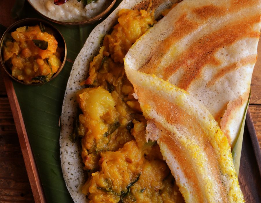 Crispy masala dosa with potato filling